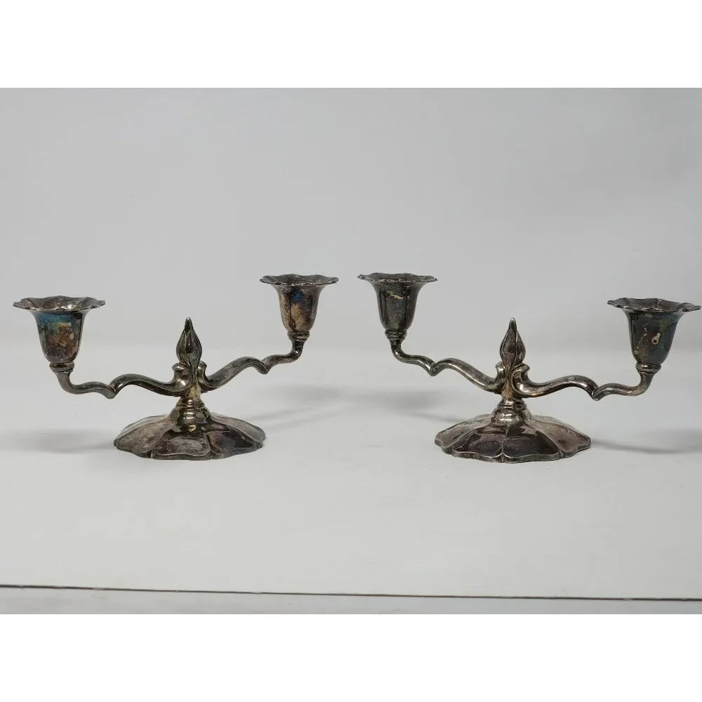Pair Antique Homan Co. E.P.B.M. #136 Candelabra Rustic‎ Victorian MCM